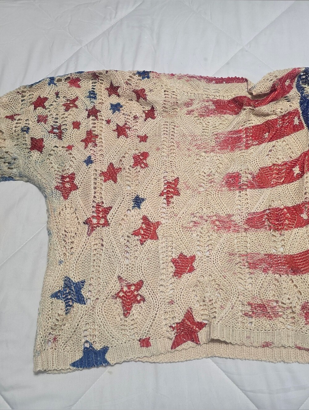 Ivory Knit Stars & Stripes Sweater - Red & Blue